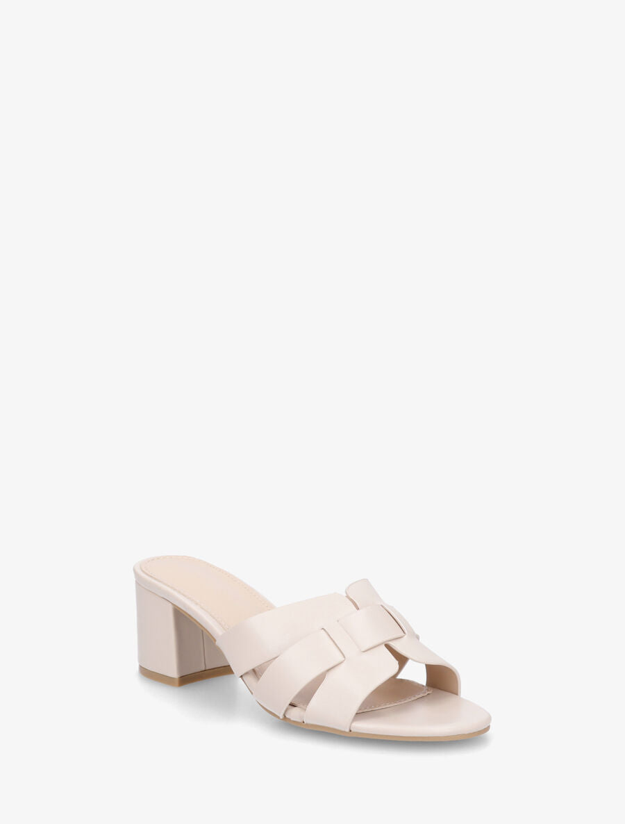 Mules en simili à talon - Beige - 2