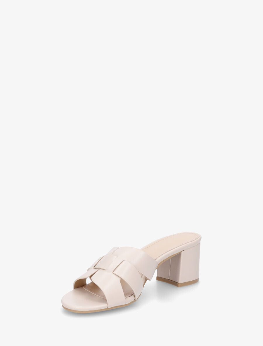 Mules en simili à talon - Beige - 3