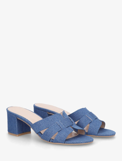 Mules en simili à talon - Bleu - 4