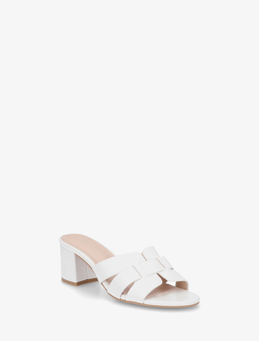 Mules en simili à talon - Blanc - 2