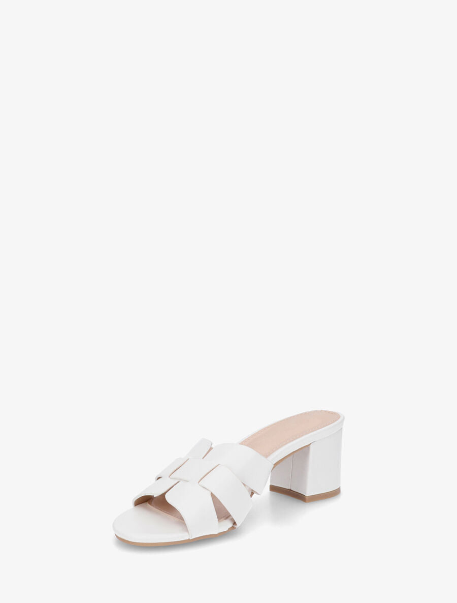 Mules en simili à talon - Blanc - 3