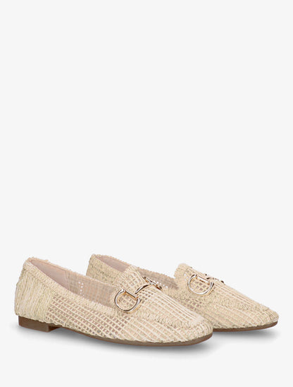 Mocassins plats en toile irisée - Beige - 4
