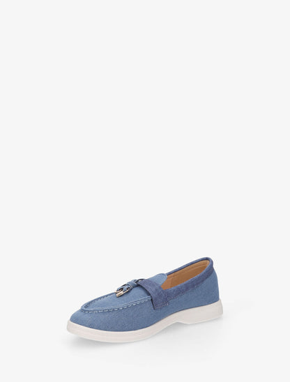 Mocassins plats à empiècement métal - Bleu - 3
