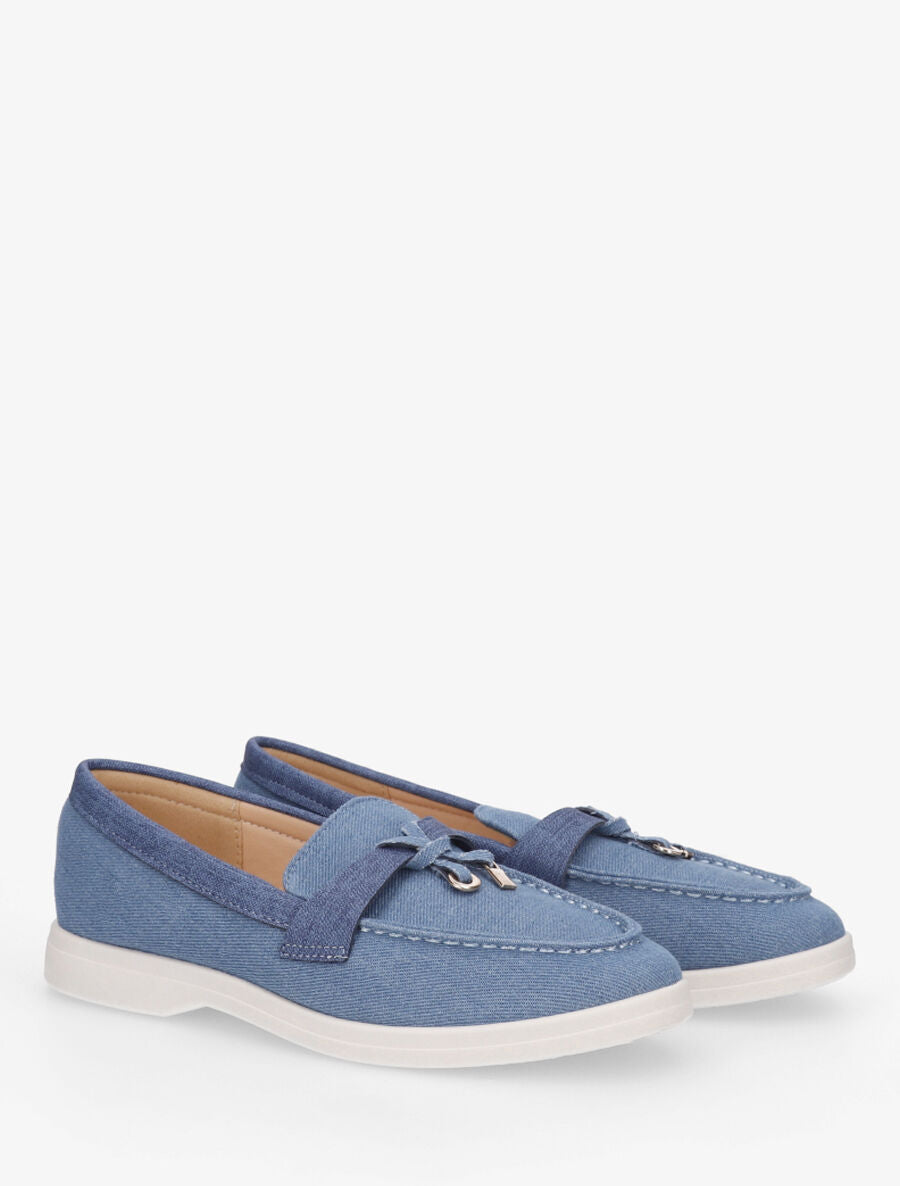 Mocassins plats à empiècement métal - Bleu - 4
