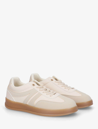 Sneakers à empiècement effet nubuck - Beige - 4