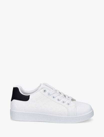 Sneakers plates à motif damier - Blanc/noir - 1