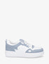 Baskets bicolore en simili et tissu - Bleu denim - 5