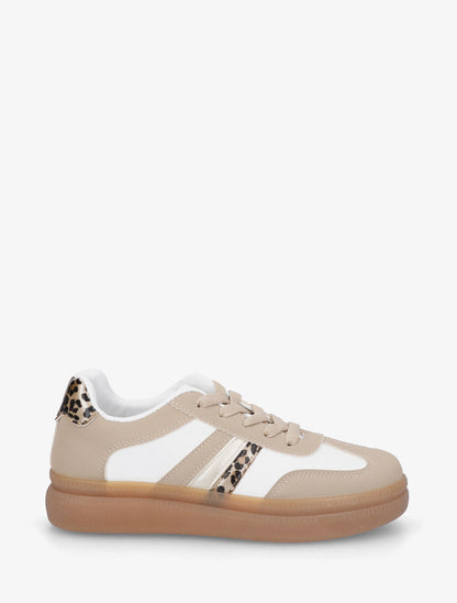 Sneakers en simili à semelle en caoutchouc - Taupe - 5