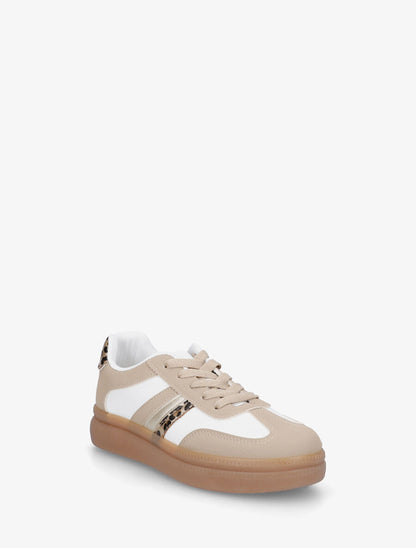 Sneakers en simili à semelle en caoutchouc - Taupe - 2
