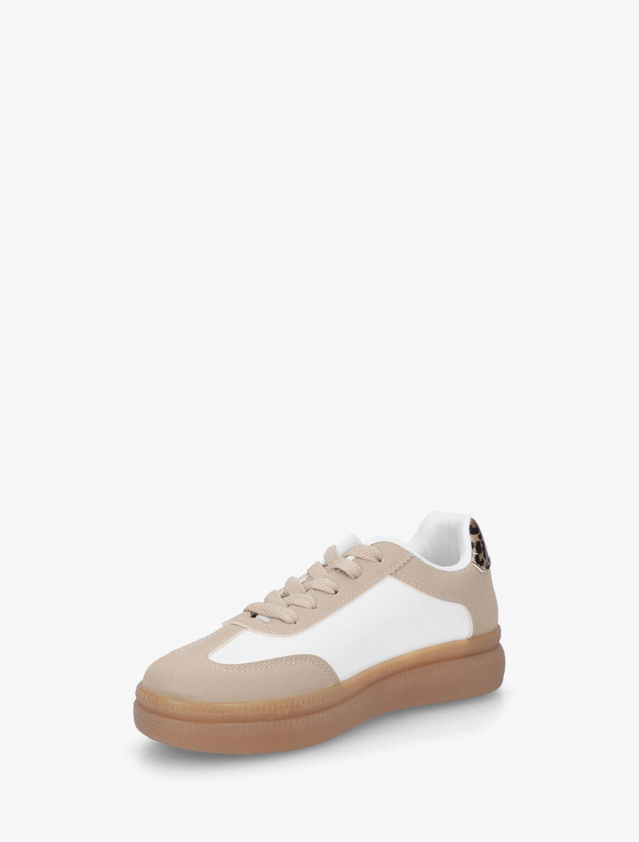 Sneakers en simili à semelle en caoutchouc - Taupe - 3