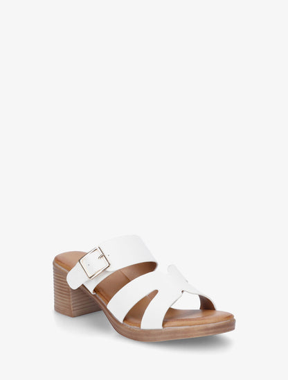 Mules à talon en simili - Blanc - 2