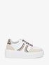 Sneakers à bandes pailletées en simili - Blanc - 1