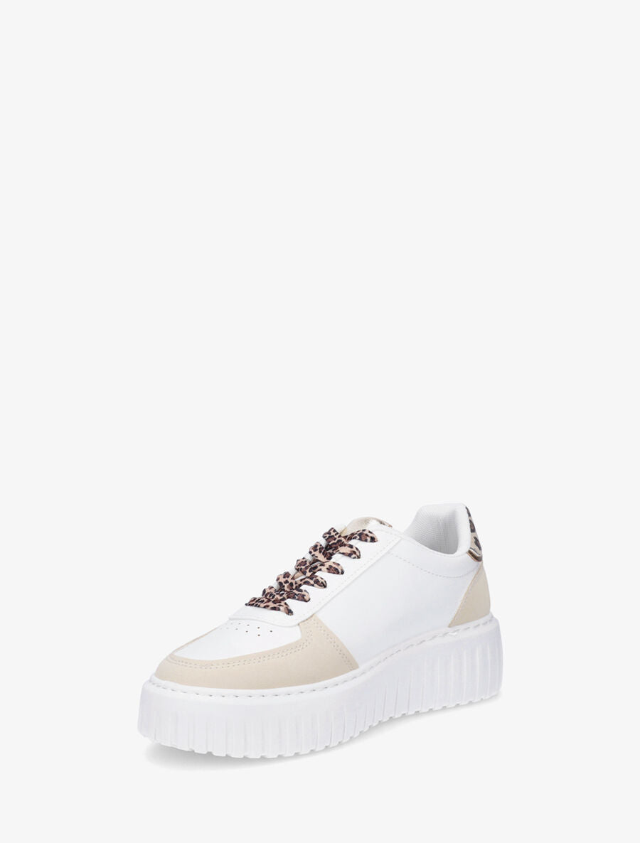 Sneakers à bandes pailletées en simili - Blanc - 3