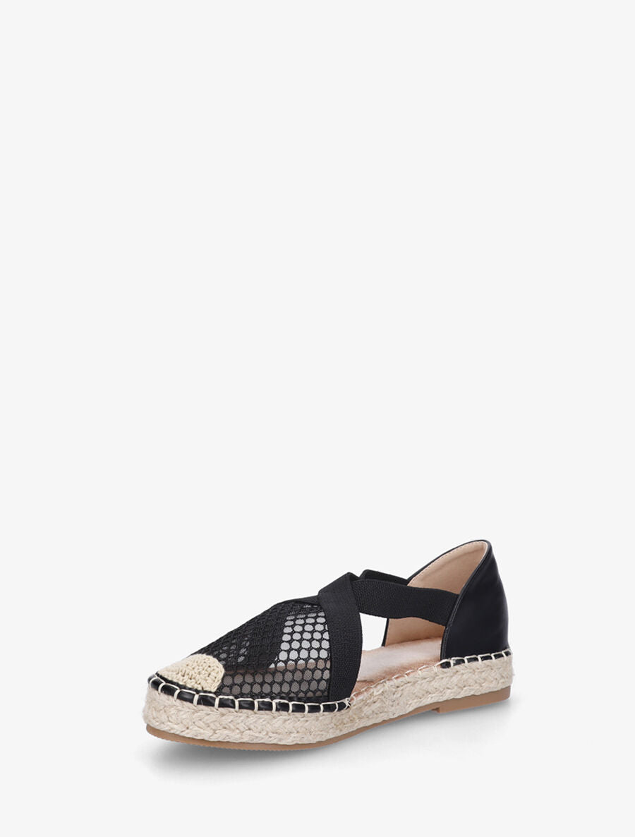 Espadrilles élastiquées effet mesh - Noir - 3