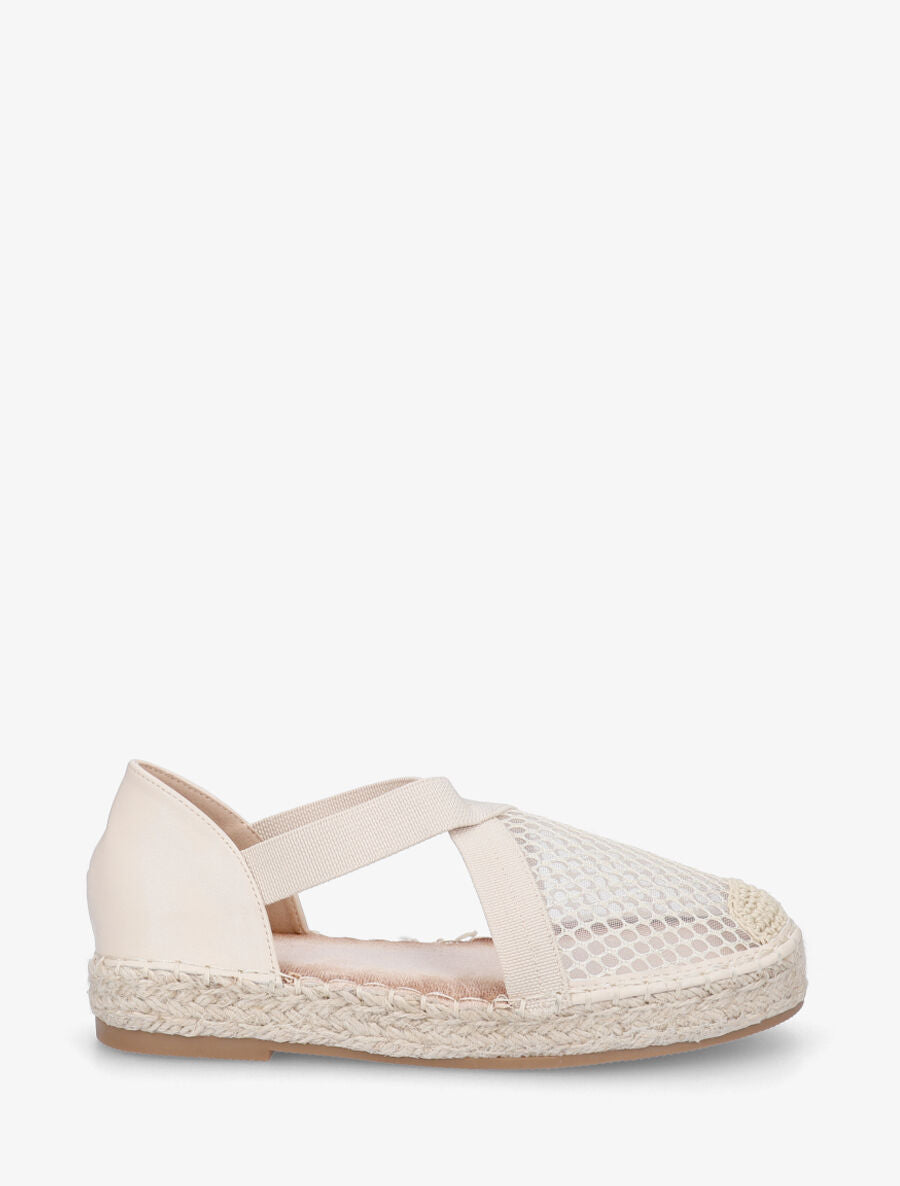 Espadrilles élastiquées effet mesh - Beige - 1