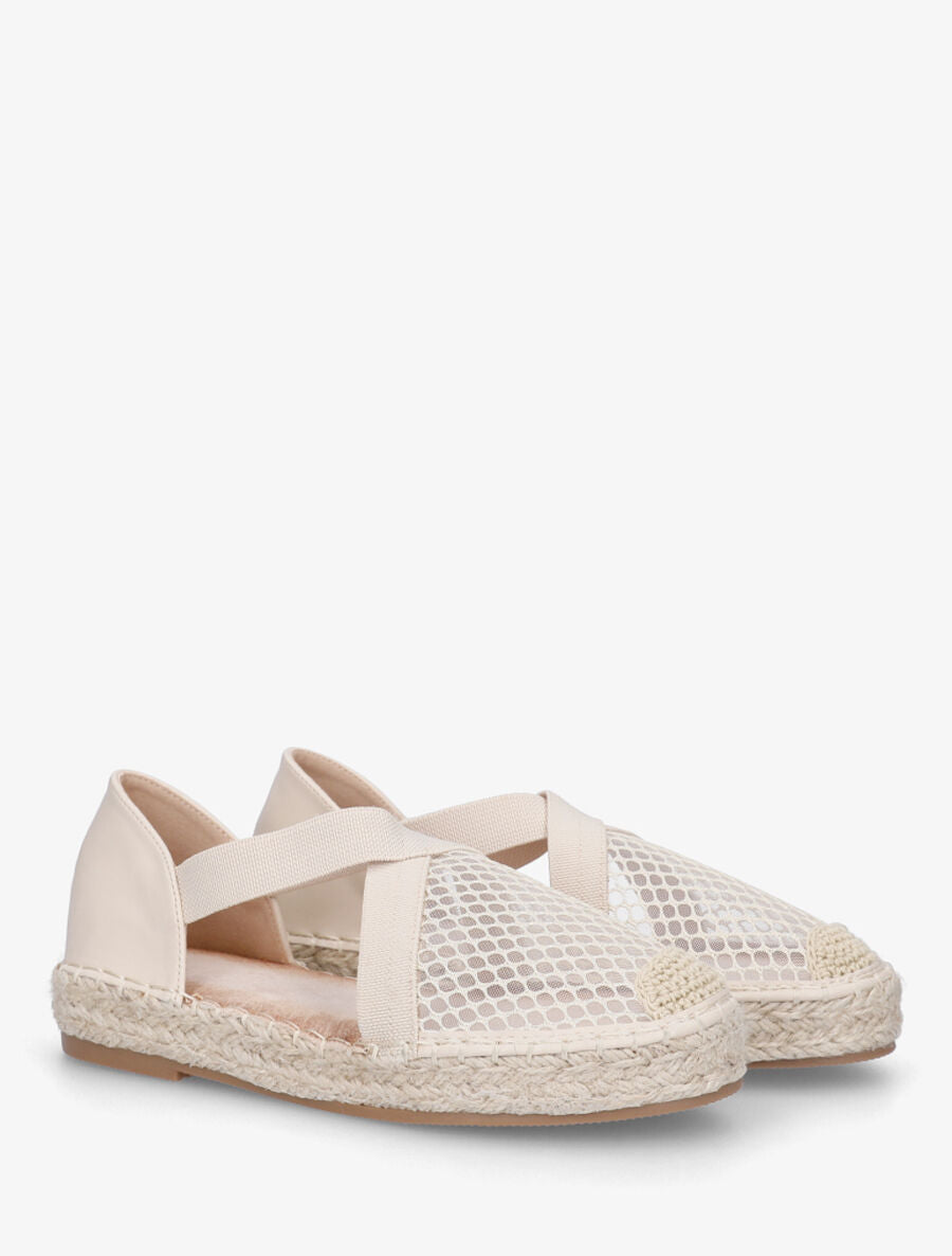 Espadrilles élastiquées effet mesh - Beige - 4