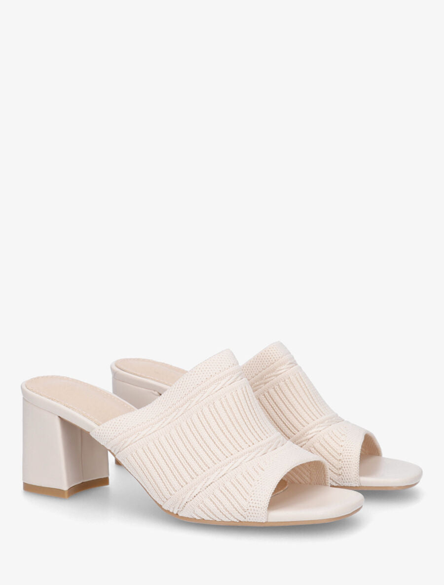 Mules à ganse en tissu - Beige - 4
