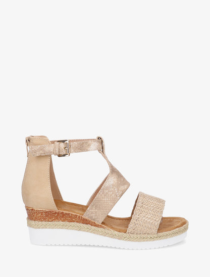 Strukturiertes Keilsandalen mit Python-Detail - Maulwurf