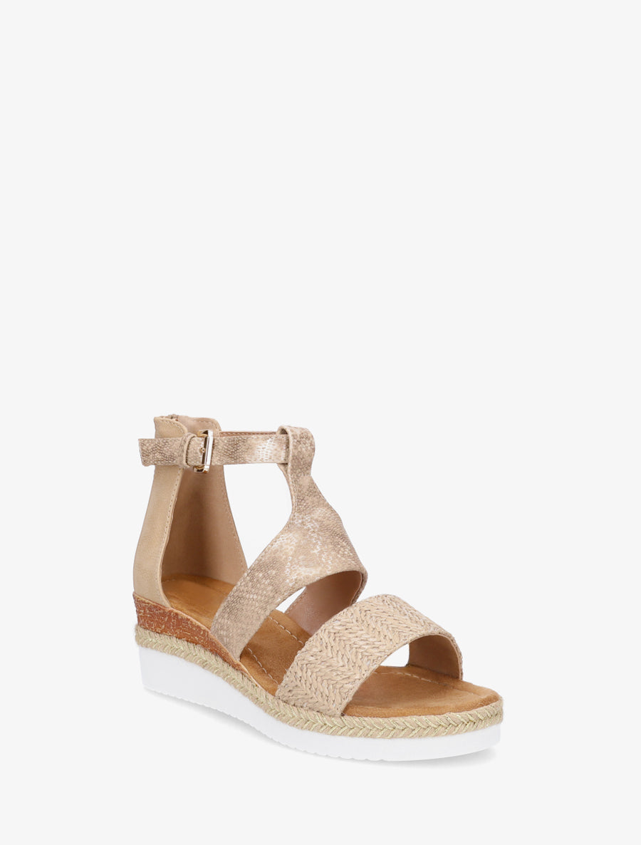 Strukturiertes Keilsandalen mit Python-Detail - Maulwurf