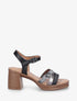Sandales à talon et brides fantaisies python - Noir - 1