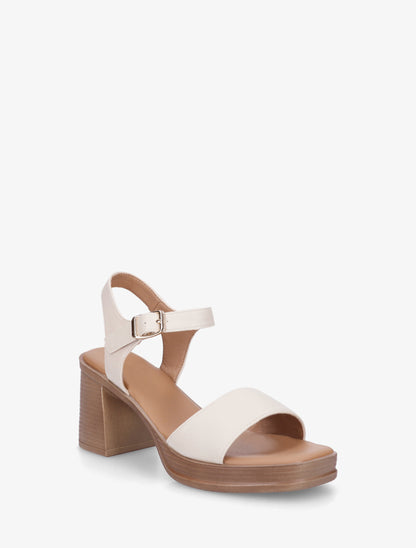 Sandales en simili à talon - Beige - 2