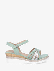 Sandales compensées à brides croisées - Vert - 1