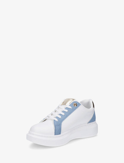 Sneakers en simili à empiècement coeur scratché - Bleu - 3