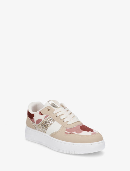 Sneakers à empiècement effet nubuck et détail irisé - Taupe - 2