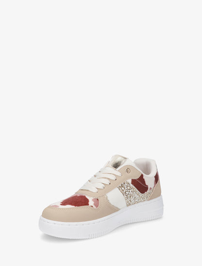 Sneakers à empiècement effet nubuck et détail irisé - Taupe - 3