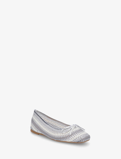 Ballerines plates tissées à détail irisé - Argent - 2