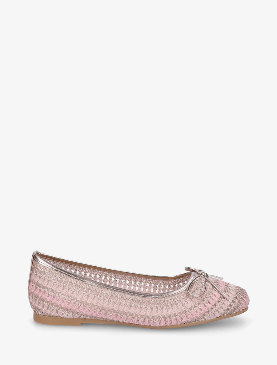 Ballerines plates tissées à détail irisé - Rose gold - 1