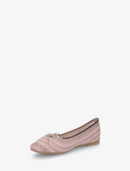 Ballerines plates tissées à détail irisé - Rose gold - 3