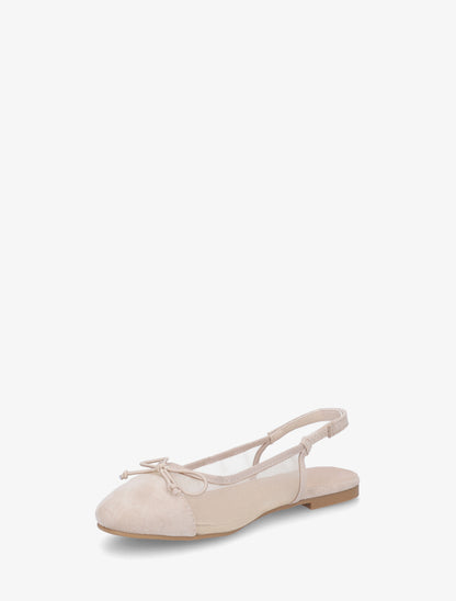 Ballerines plates en résille et suédine - Beige - 3