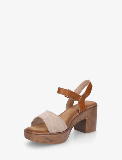 Sandales à talon effet bois - Taupe - 3