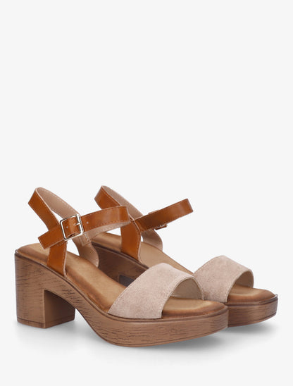Sandales à talon effet bois - Taupe - 4