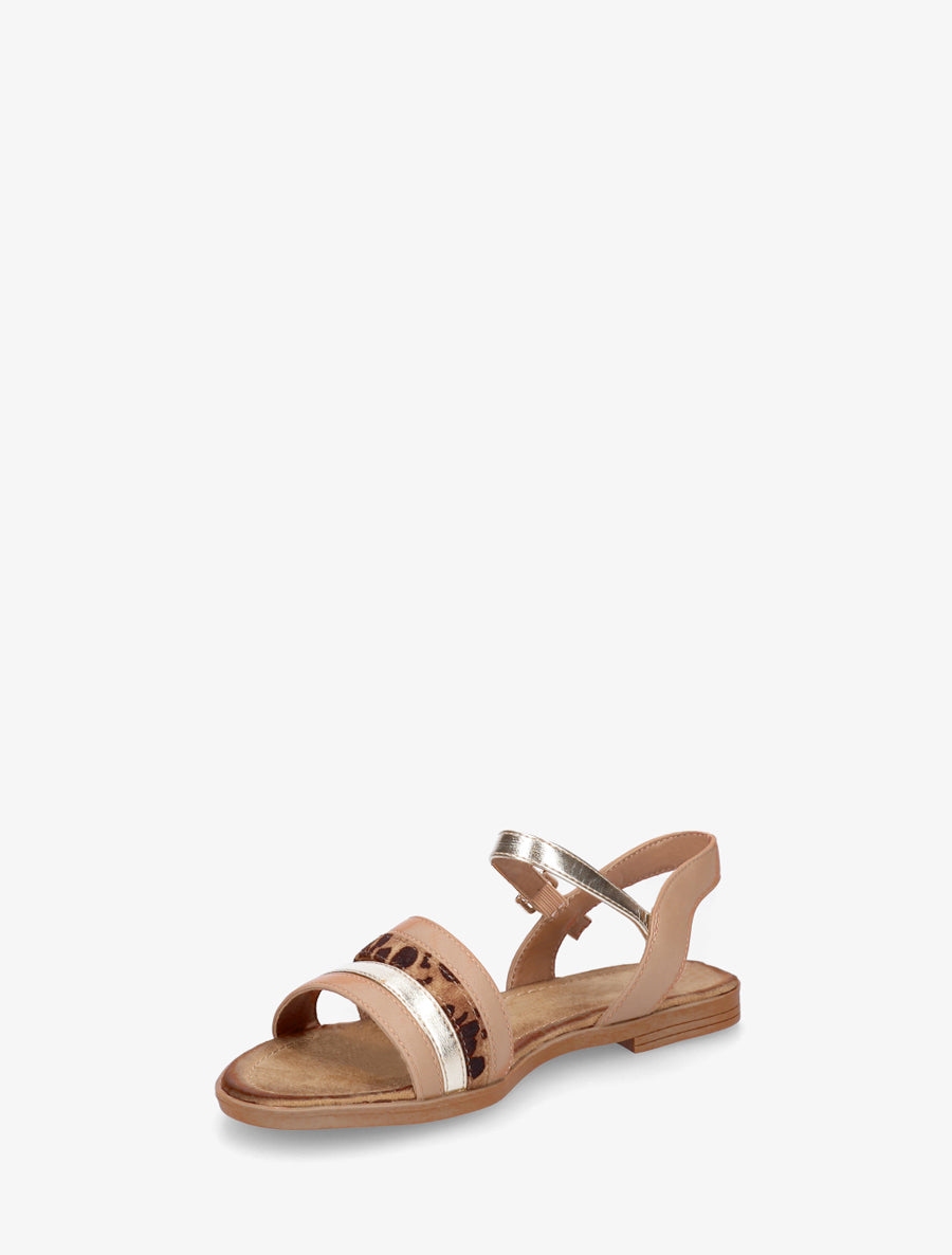 Nu-pieds à brides irisées et tweed - Camel - 3