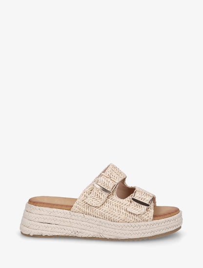 Mules effet osier style espadrille - Taupe - 1