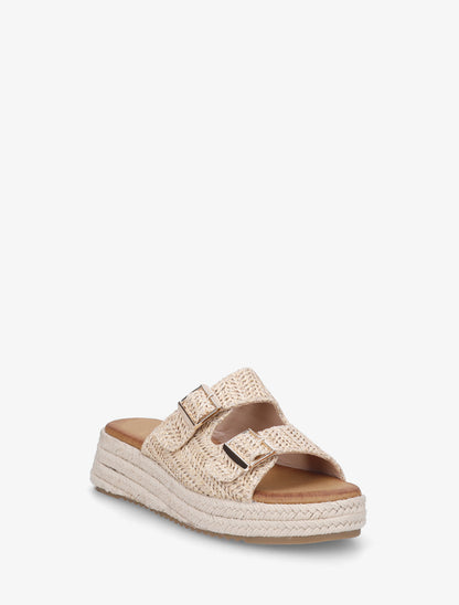 Mules effet osier style espadrille - Taupe - 2