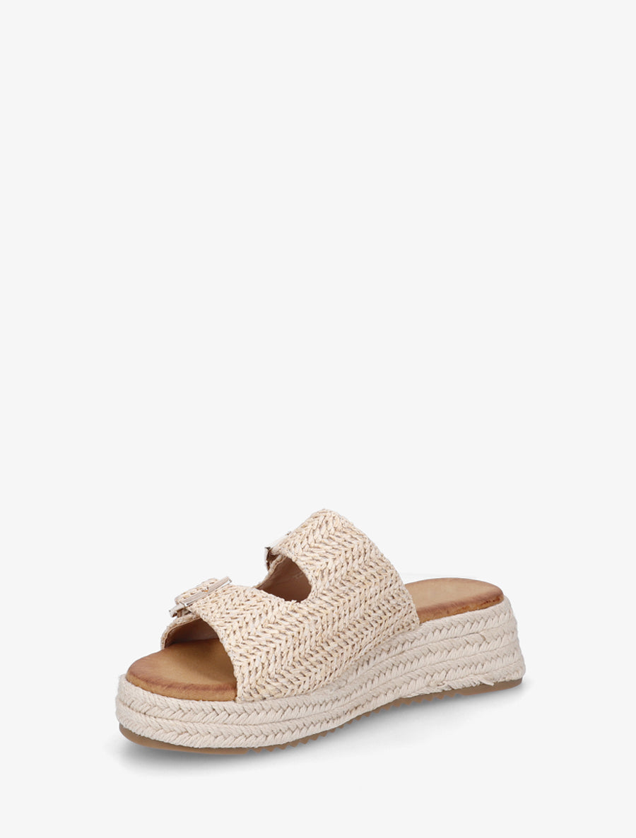 Mules effet osier style espadrille - Taupe - 3