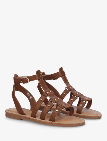 Nu-pieds cloutées style spartiate - Marron - 4