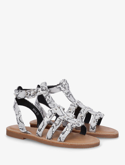 Nu-pieds cloutées style spartiate - Beige - 4