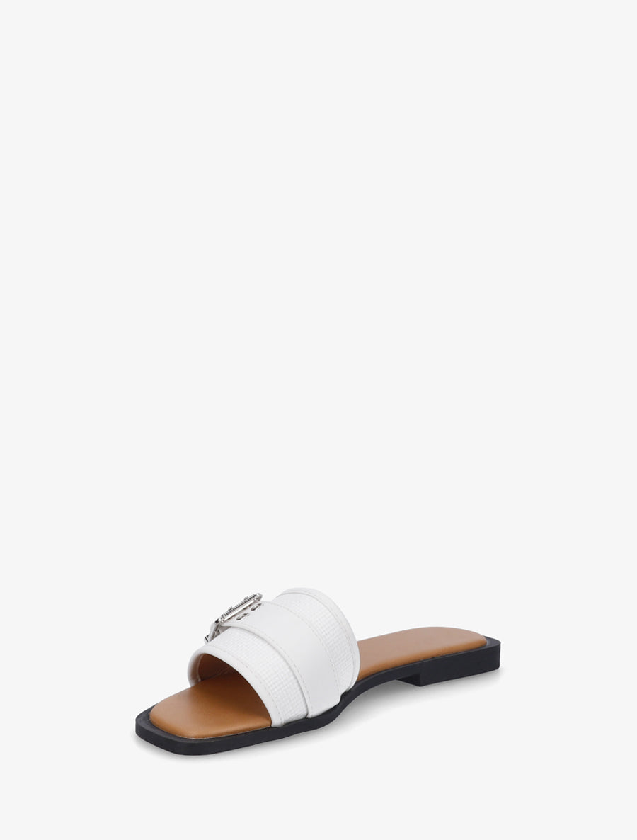 Claquettes effet osier à boucle - Blanc - 3