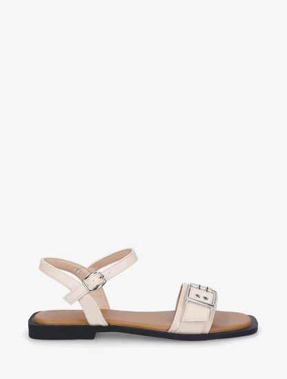 Nu-pieds en simili à tour de cheville - Beige - 1