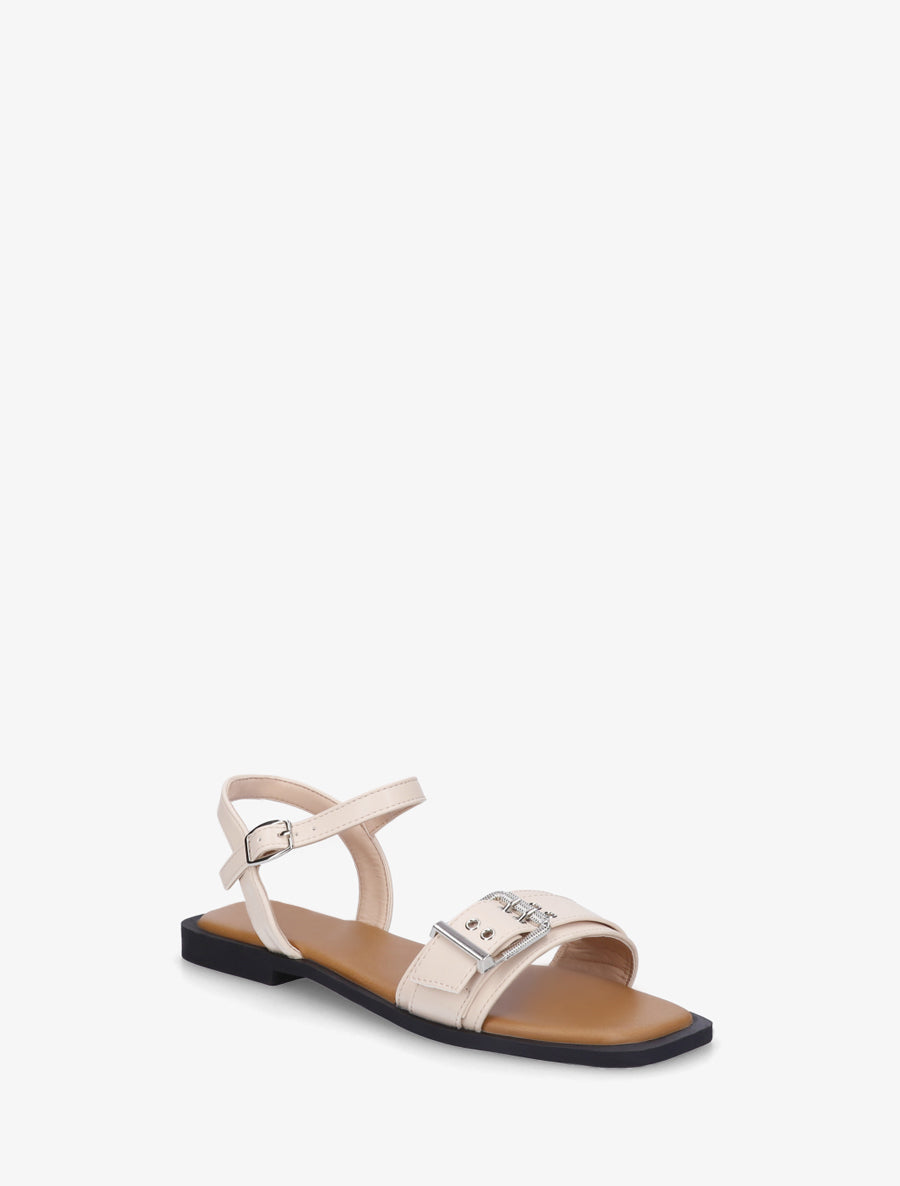 Nu-pieds en simili à tour de cheville - Beige - 2