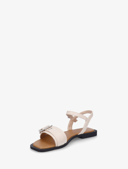 Nu-pieds en simili à tour de cheville - Beige - 3
