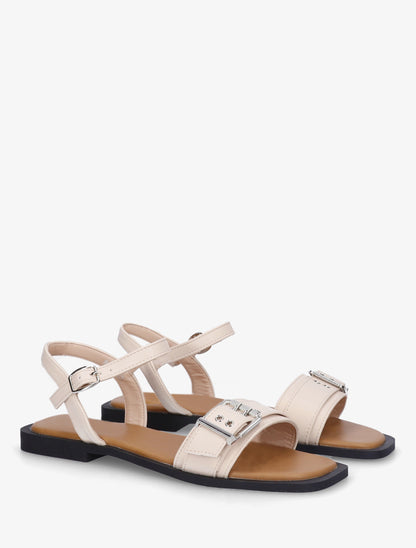 Nu-pieds en simili à tour de cheville - Beige - 4