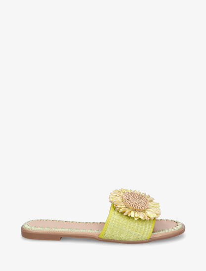 Mules plates à marguerite - Vert pomme - 1