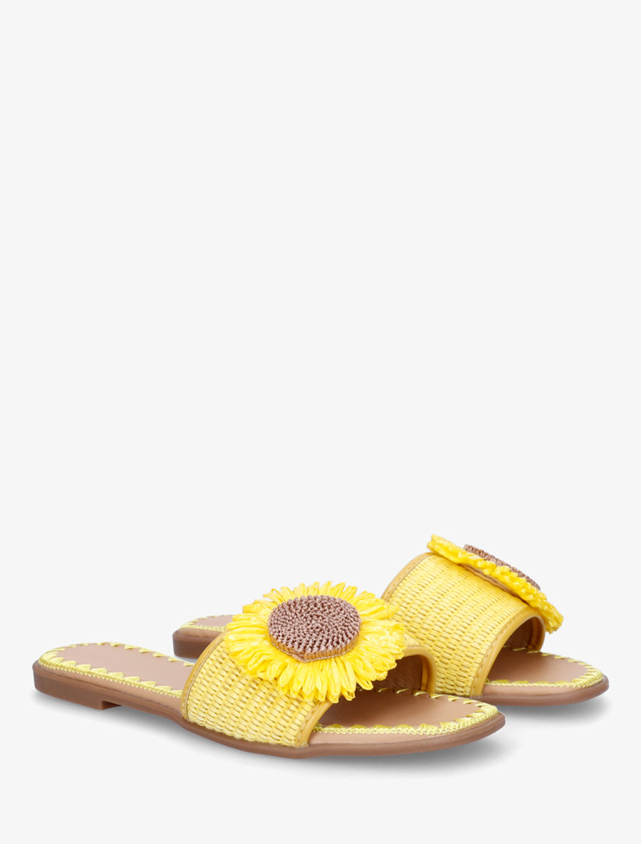 Mules plates à marguerite - Jaune - 4