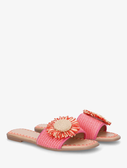 Mules plates à marguerite - Rose - 4