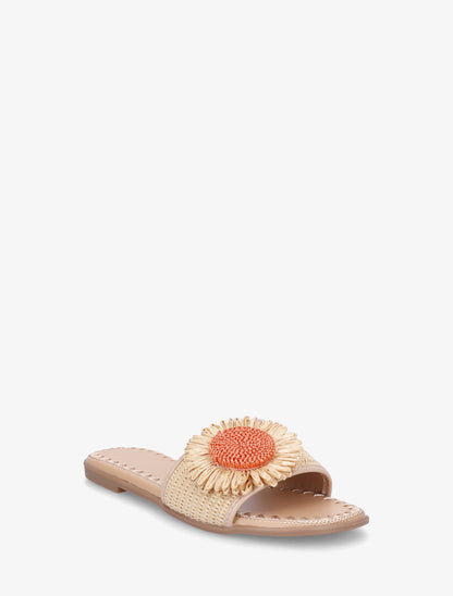Mules plates à marguerite - Beige - 2